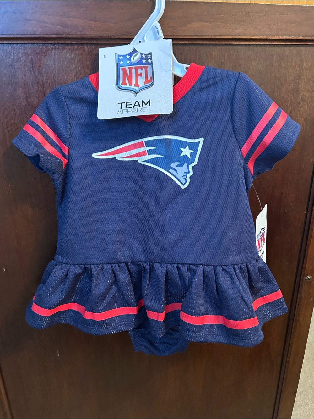 NFL New England Patriots Navy and Red Girls Ruffle Dress